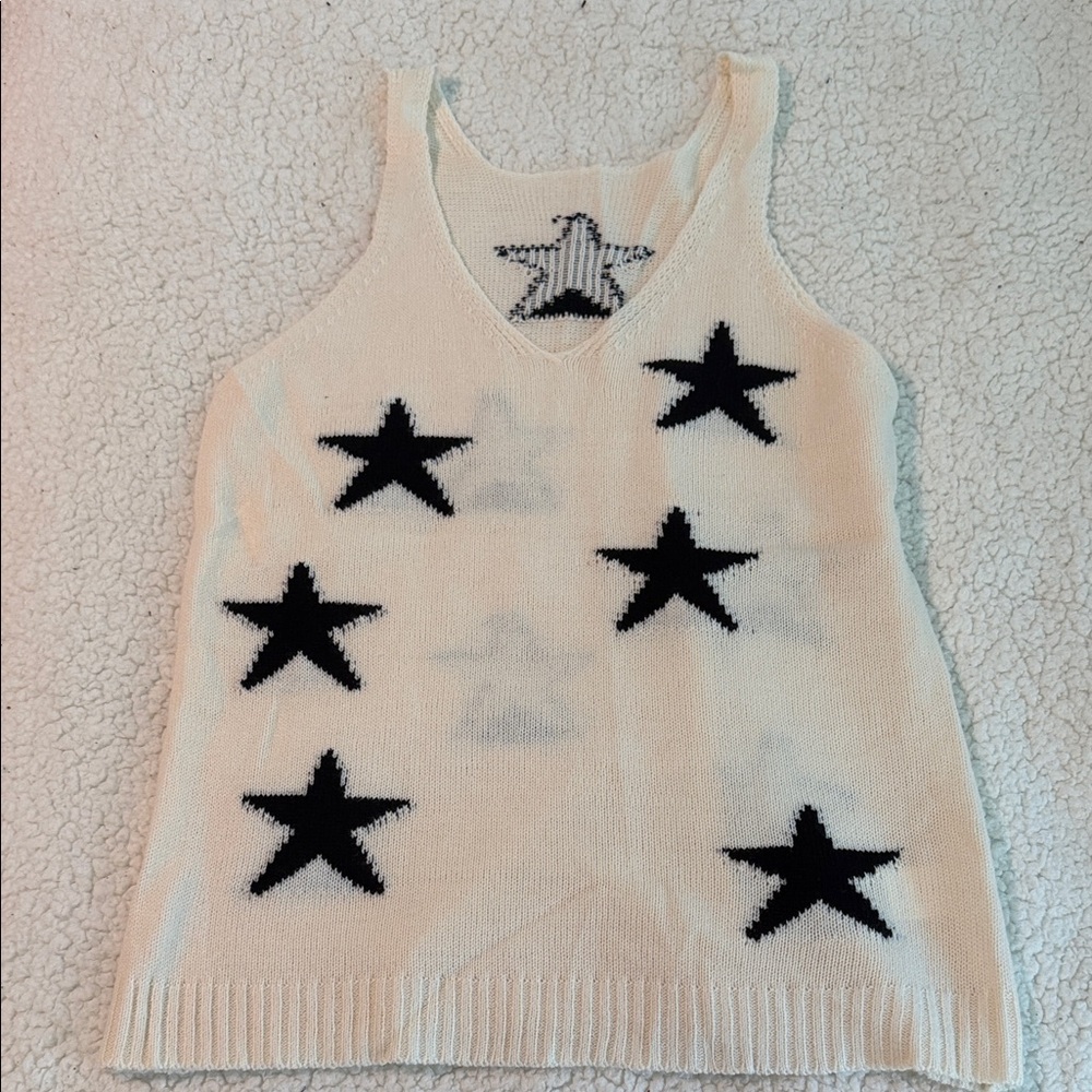 Star Patterned Sleeveless Sweater